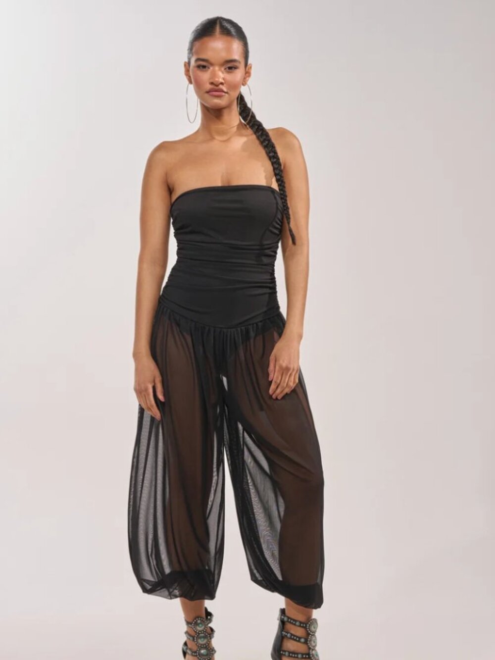 MESH JUMPSUIT IN BLACK (Small)